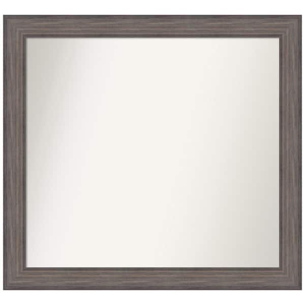Amanti Art Medium Rectangle Distressed Brown Modern Mirror (35.25 in. H x 38.25 in. W)