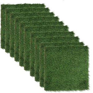 8-Pieces 12 in. L x 12 in. Squares Artificial Realistic Grass Tiles, Grass Mat Tiles for Outdoor Indoor Flooring Decor