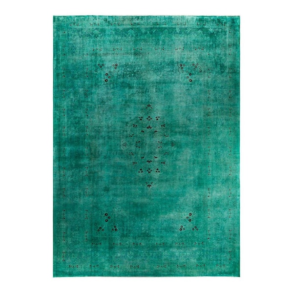 Overdyed Blue 10 ft. x 14 ft. Solid Wool Indoor Area Rug