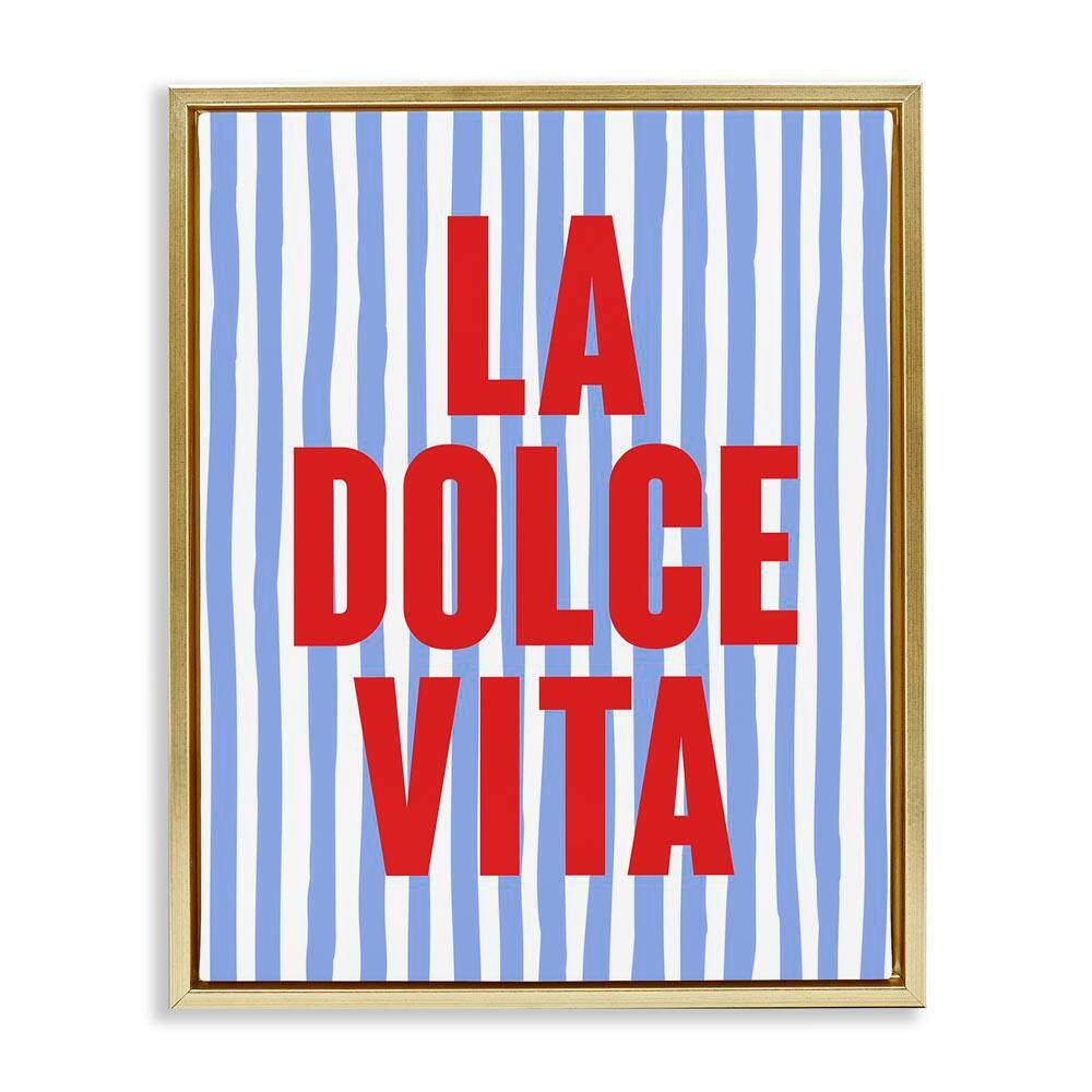 La Dolce Vita on Blue by House of Lulu Gold Floater Frame Typography Graphic Art Print 21 in. x 17 in. price history on PriceWatchPro