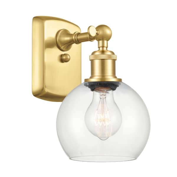 Innovations Athens 1-Light Satin Gold Wall Sconce with Clear Glass Shade