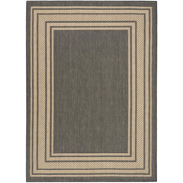Horizon Charcoal 4 ft. x 6 ft. Indoor/Outdoor Bordered Contemporary Area Rug