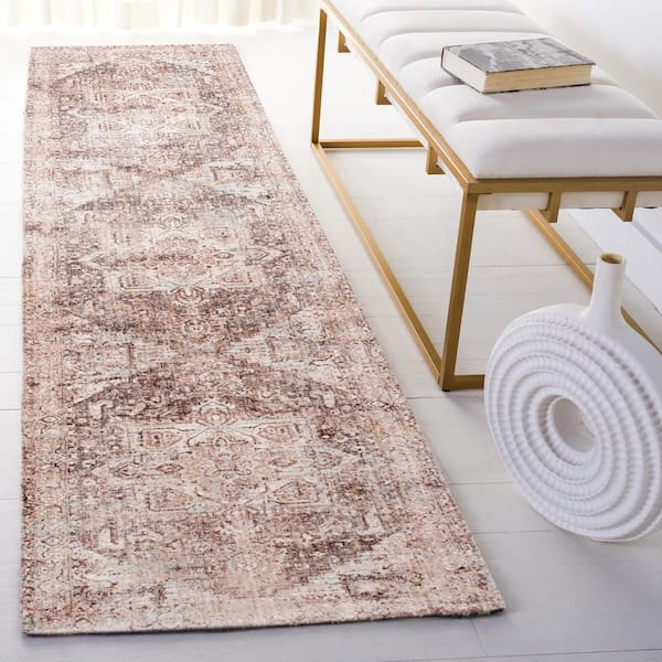 Vintage Persian 2 ft. x 8 ft. Brown/Beige Ornate Distressed Runner Rug