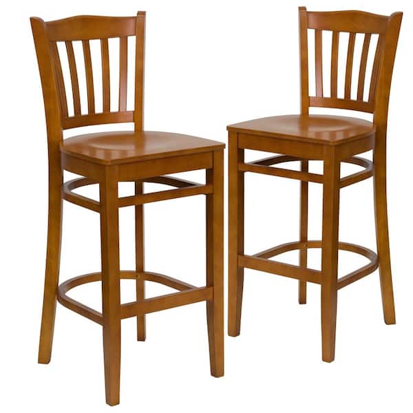 Carnegy Avenue 29.5 in. Cherry Wood Seat/Cherry Wood Frame Bar Stool (Set of 2)