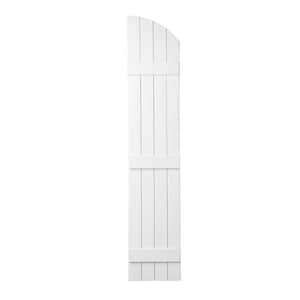 15 in. x 73 in. Polypropylene Plastic Arch Top Closed Board and Batten Shutters Pair in White