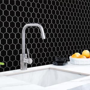 Metro 2" Hex Glossy Black 11-1/8 in. x 12-5/8 in. Porcelain Mosaic Tile (10 sq. ft./Case)