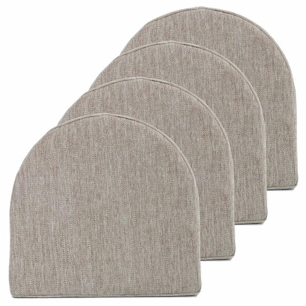 Sweet Home Collection High-Density Memory Foam 17 in. x 16 in. U-Shaped Non-Slip Indoor/Outdoor Chair Seat Cushion with Ties Taupe (4-Pack)