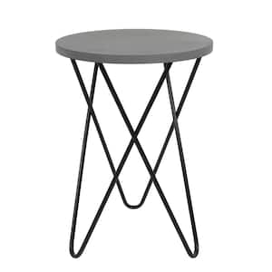 18 in. Elton Vendee Gray and Black Round Wood End Table with Hairpin Legs