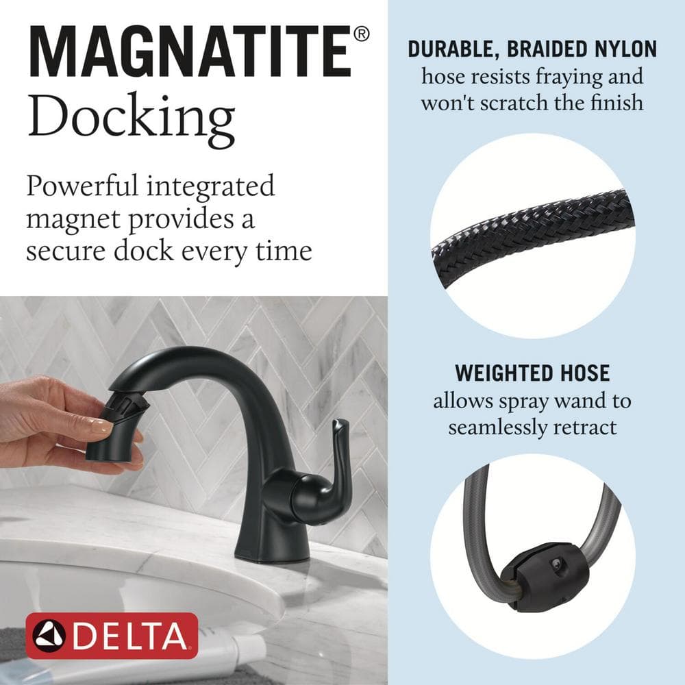 Matte Black Single Hole Pull-Down Bathroom Faucet