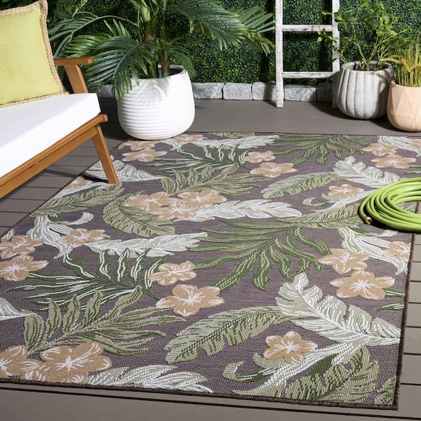 Cabana 6 x 10 Brown/Green Floral CBN456T Area Rug