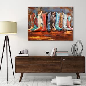 30 in. x 40 in. "Line Dance" Mixed Media Iron Hand Painted Dimensional Wall Art