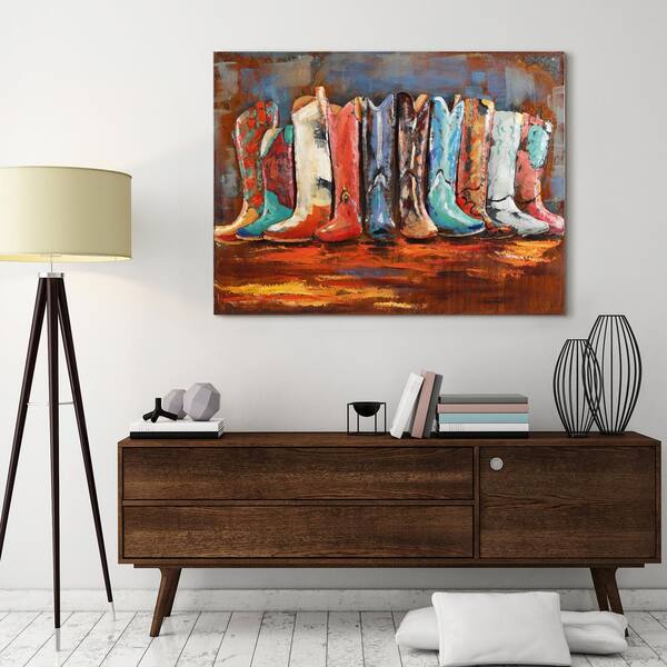 Empire Art Direct 30 in. x 40 in. "Line Dance" Mixed Media Iron Hand Painted Dimensional Wall Art