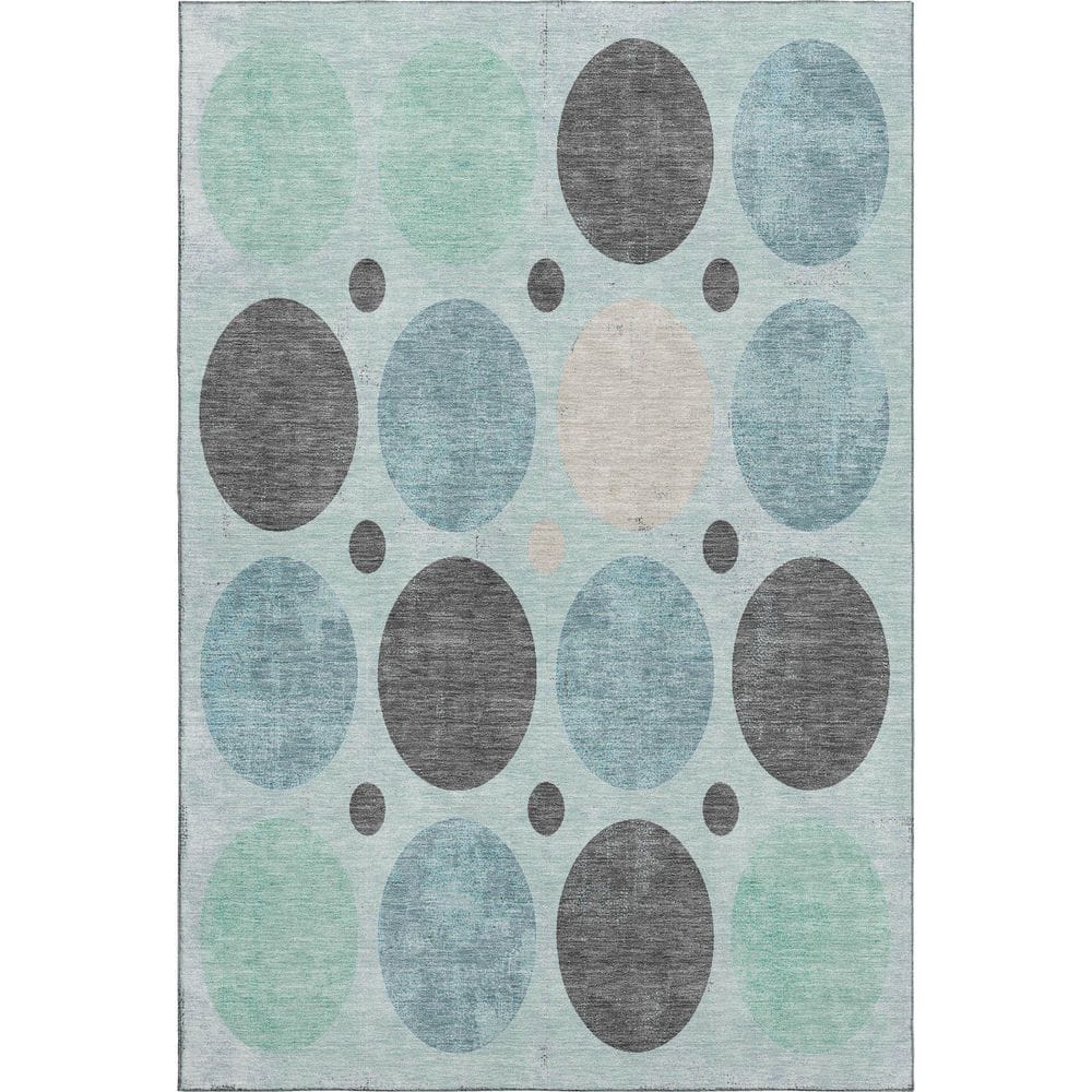 Mayfield Premium Machine Washable Abstract AMF1949 Teal 3 ft. x 5 ft. Area Rug price history on PriceWatchPro