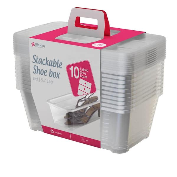 6Qt Storage Box Plastic White Set of 36 Container Clear Stackable