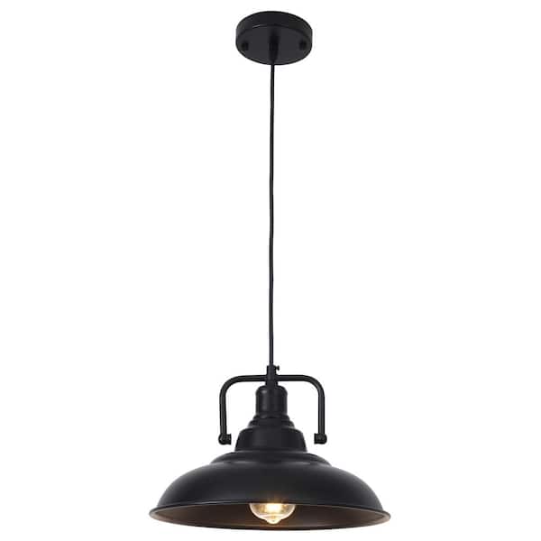 1 Light Black Dome Industrial Pendant Light with Metal Shade,No Bulbs Included