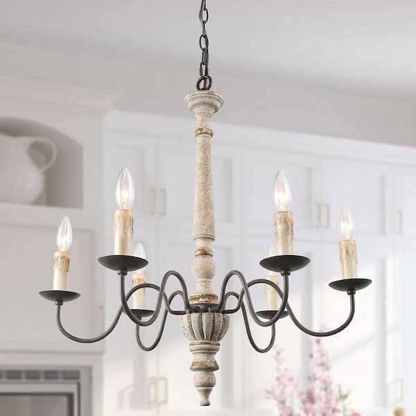 Lnc 6 Light Rustic Chandelier, Small White Chandeliers For Dining Rooms