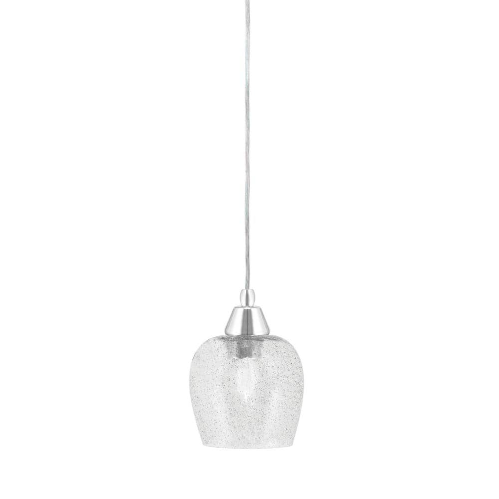 Bryson 6 in. 1-Light Chrome Cord Pendant Light with 6 in. Smoke Bubble Glas