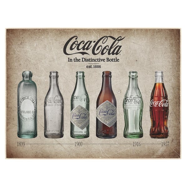 Ottomanson Beige/Multi 2 ft. x 3 ft. Entryway Mat Man Cave Decor Bedroom Coca-Cola Bottle Evolution Non-Slip Area Rug