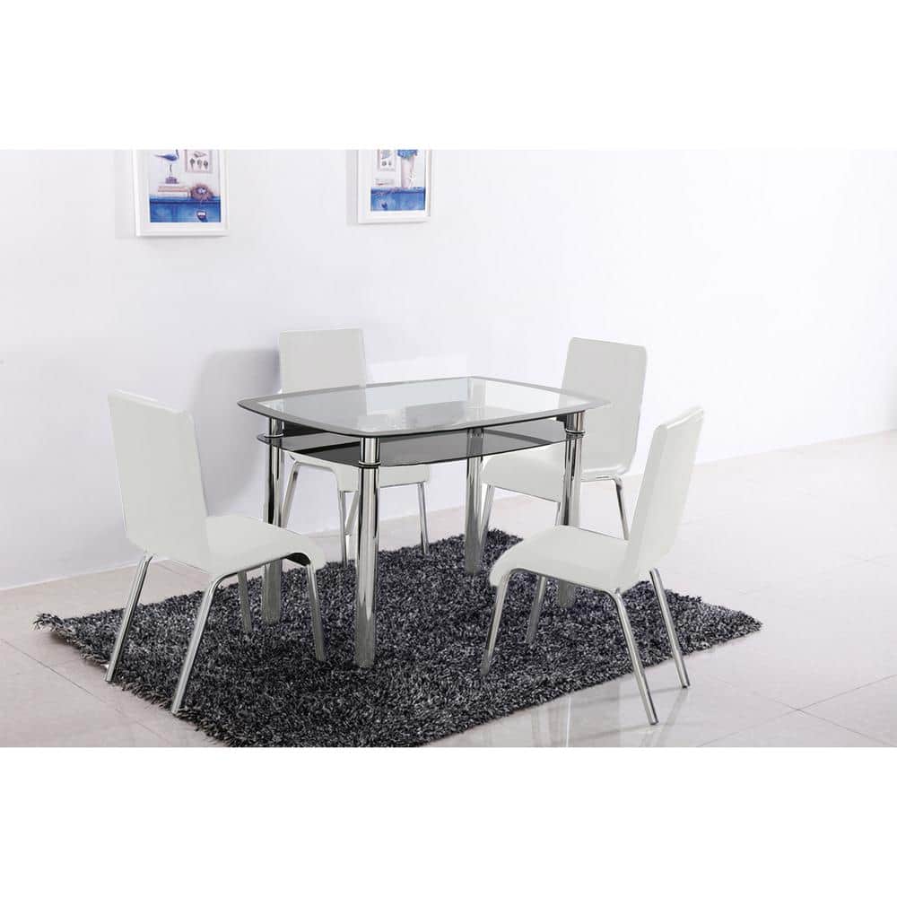 Modern Faux Leather and Chrome White Dining Side Chair Set