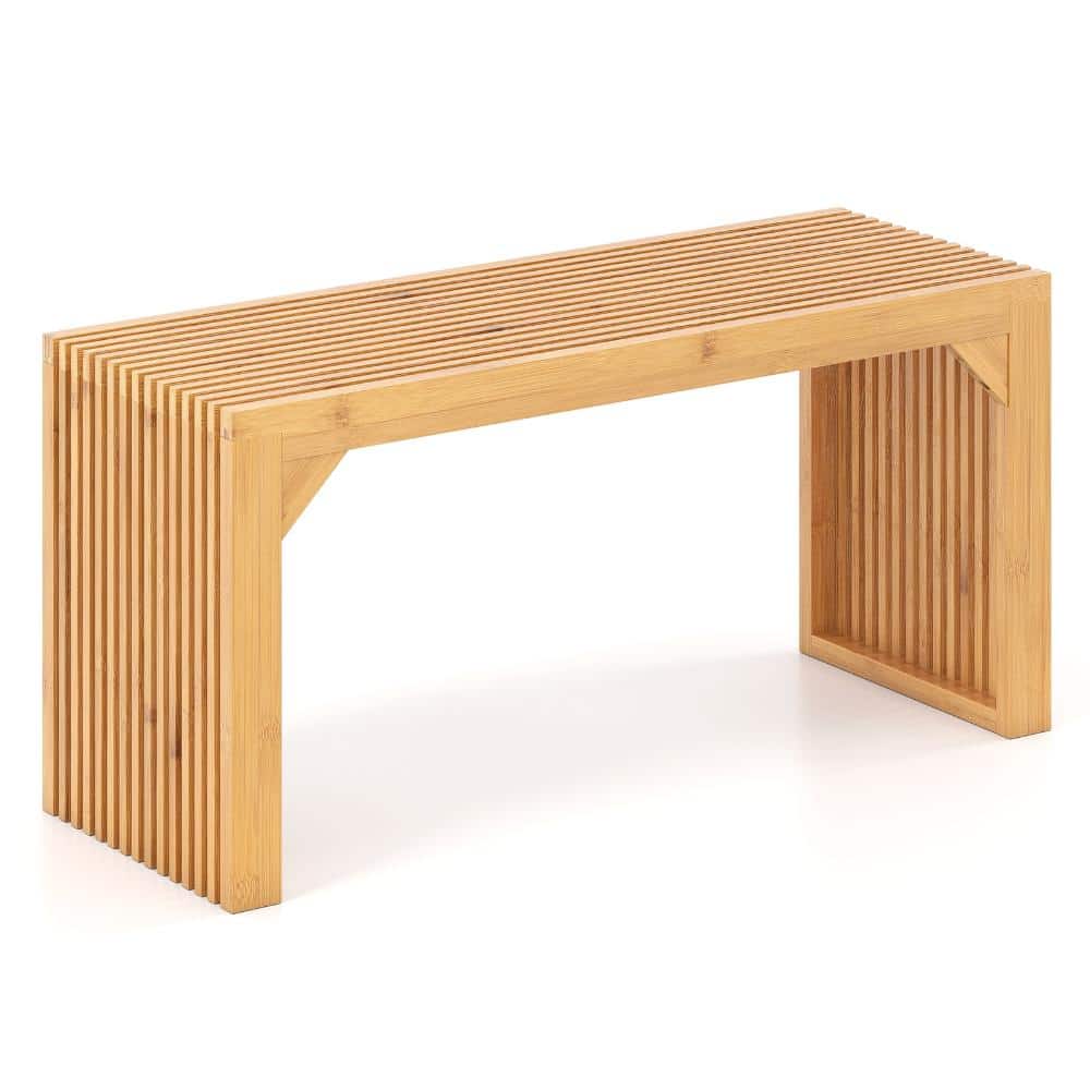 36 in. Bamboo Dining Bench with Slatted Top and 660 lb. Capacity, Natural