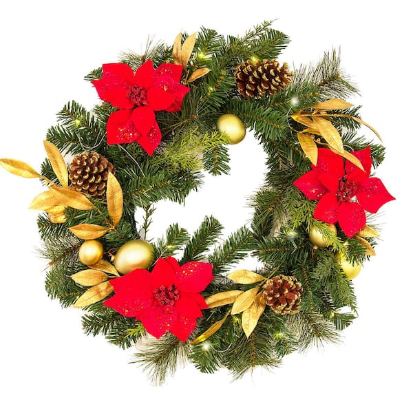 2FT Christmas Wreath Door Wall Hanging Garland Ornament Home Holiday Decoration 