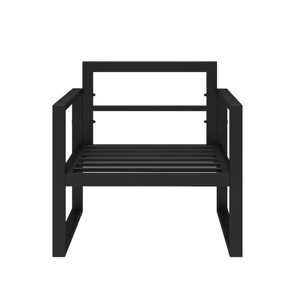 URTR 2-Piece 29.53 in. W Metal Outdoor Couch, with Gray Cushions for Garden Patio Single Armchairs Metal Sofa Chair, Poolside