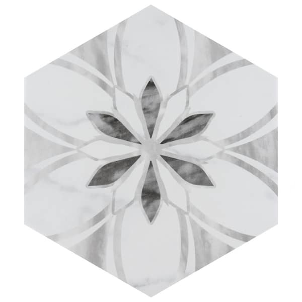 Merola Tile Classico Bardiglio Hex Dahlia Light 7 in. x 8 in