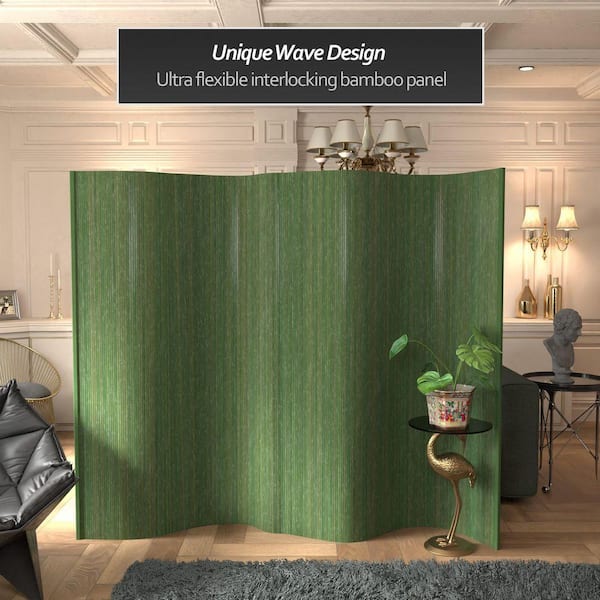 RED LANTERN Bamboo Wave 72.25 in. Distressed Green Room Divider BF