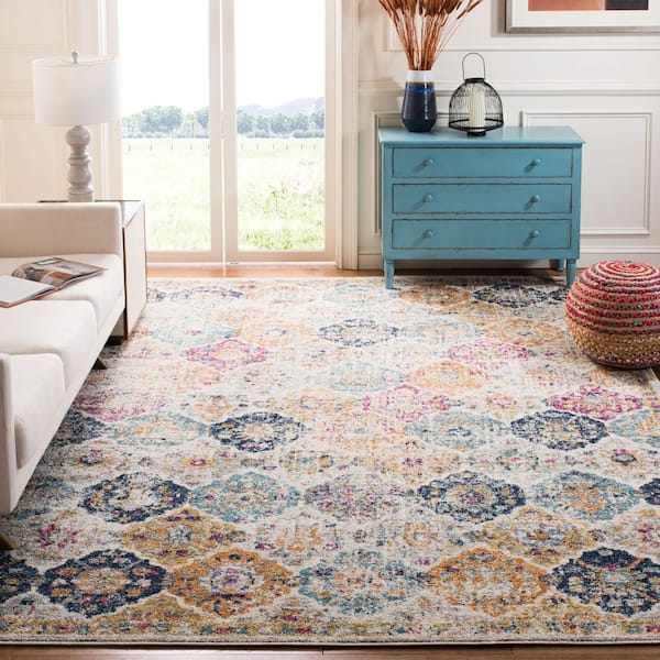 Madison Cream/Multi 11 ft. x 15 ft. Border Floral Medallion Geometric Area Rug