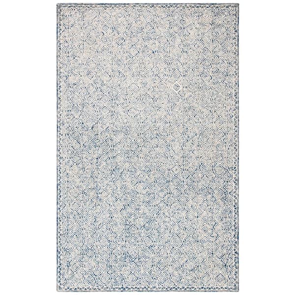 SAFAVIEH Micro-Loop Navy/Ivory 6 ft. x 9 ft. Geometric Striped Area Rug