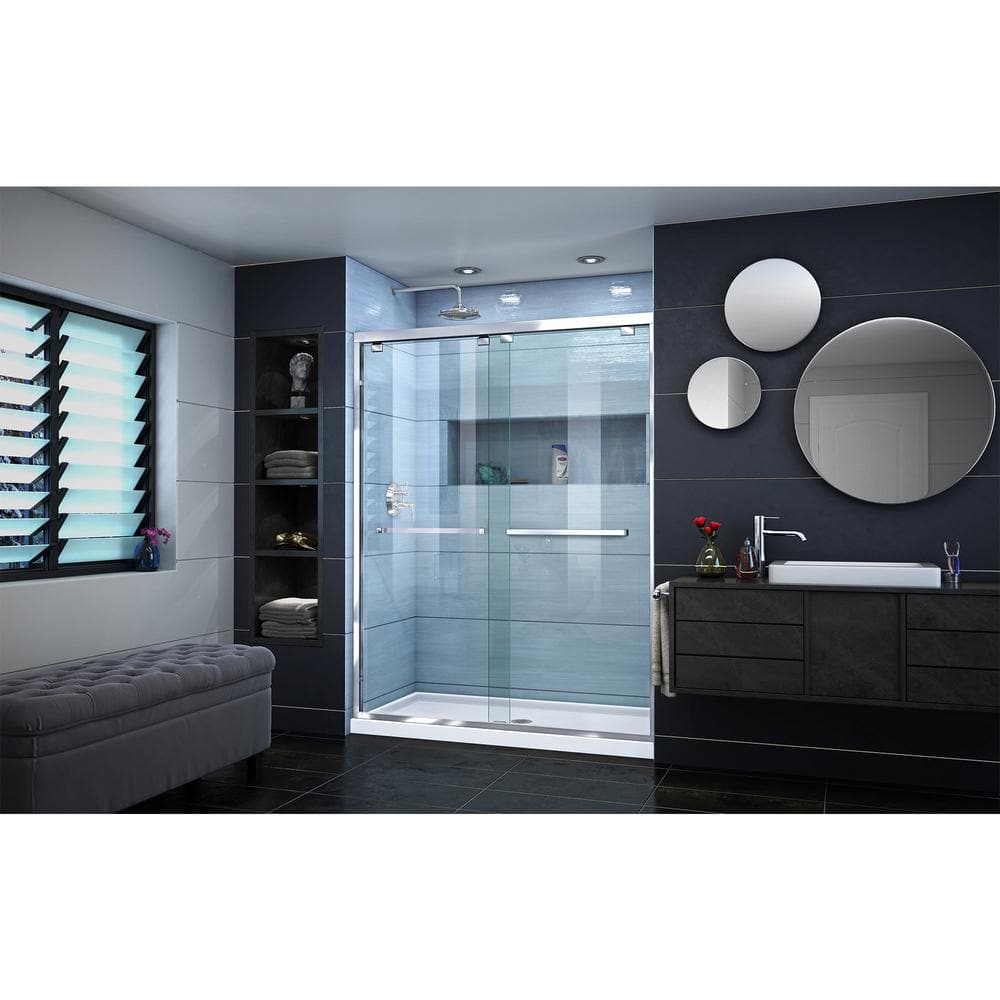 DreamLine 54" Frameless Clear Glass Sliding Shower Door with Chrome Hardware