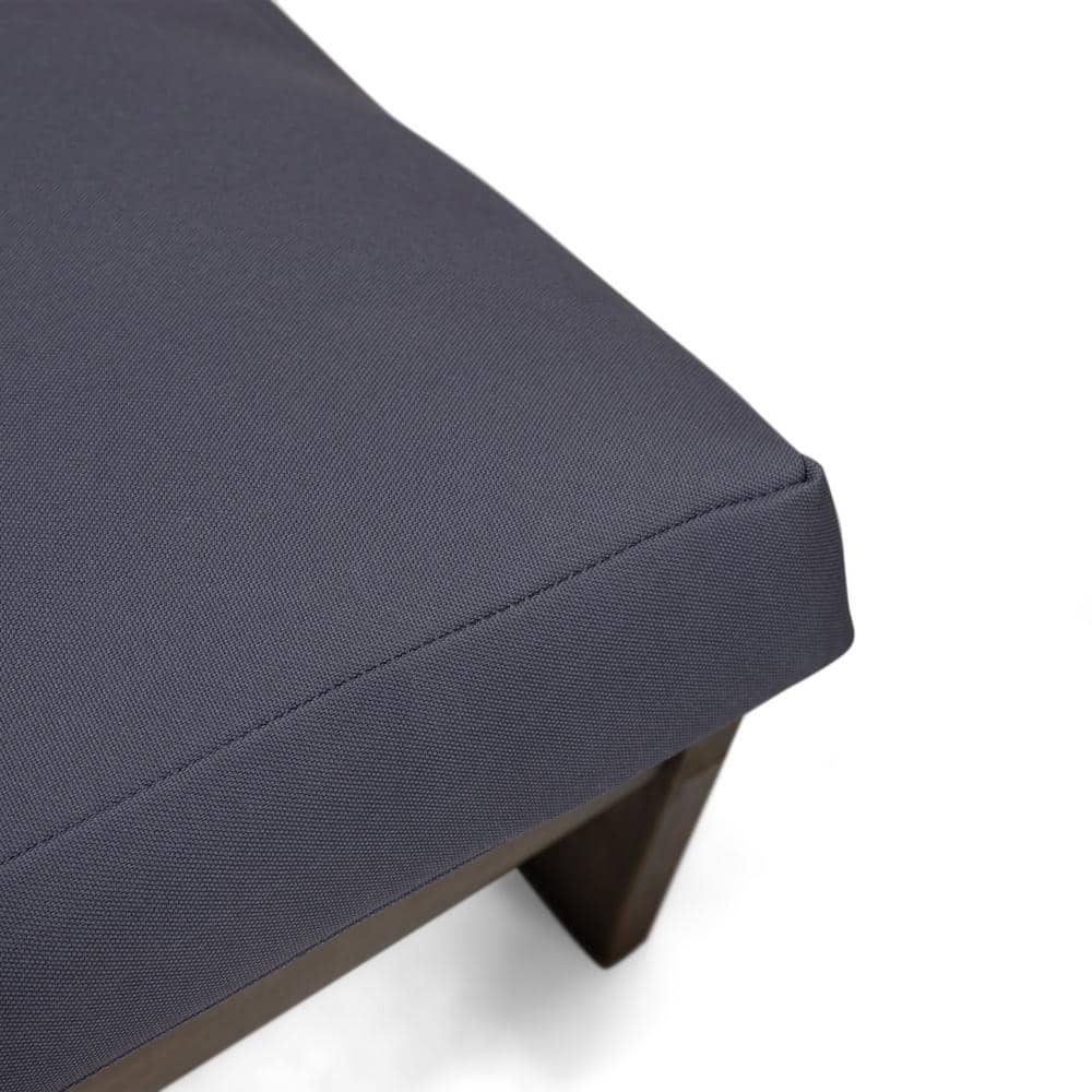 Sleek Grey Acacia Wood Loveseat with Water-Resistant Dark Grey Cushions