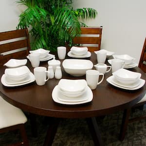 Hagen 30-Piece Casual White Porcelain Dinnerware Set (Service for 6)