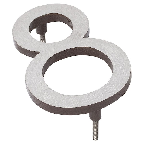 Montague Metal Products 12 in. Satin Nickel/Roman Bronze 2-Tone Aluminum Floating or Flat Modern House Numbers 0-9 - 8