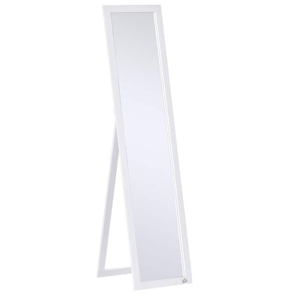 HOMCOM 14.5 in. x 19 in. x 59.75 in. White Full Length Mirror Floor Standing Wall-Mounted Rectangle Dressing Mirror for Bedroom