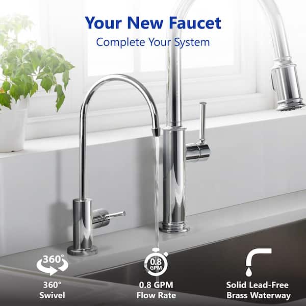 Modern Chrome Drinking Water Filter Faucet - Reverse Osmosis Filtration  System and Kitchen Sink Beverage Faucet