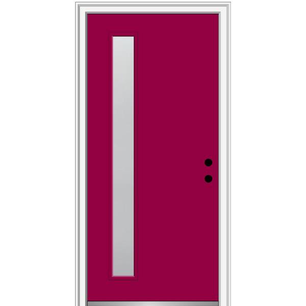 MMI Door 36 in. x 80 in. Viola Left-Hand Inswing 1-Lite Frosted Glass Painted Fiberglass Prehung Front Door on 4-9/16 in. Frame