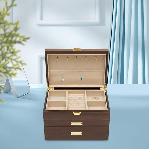 VELOUS Jewelry box, Small Jewellery Organiser Box Rotating with