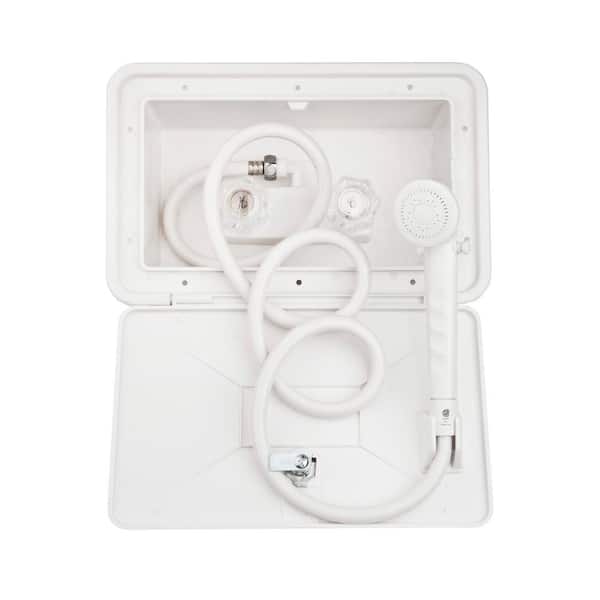 Dura Faucet 2-Handle RV Exterior Shower Box Kit in White