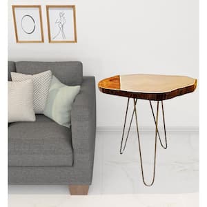 Valerie 20 in. Brown Round Wood End Table with Solid Wood