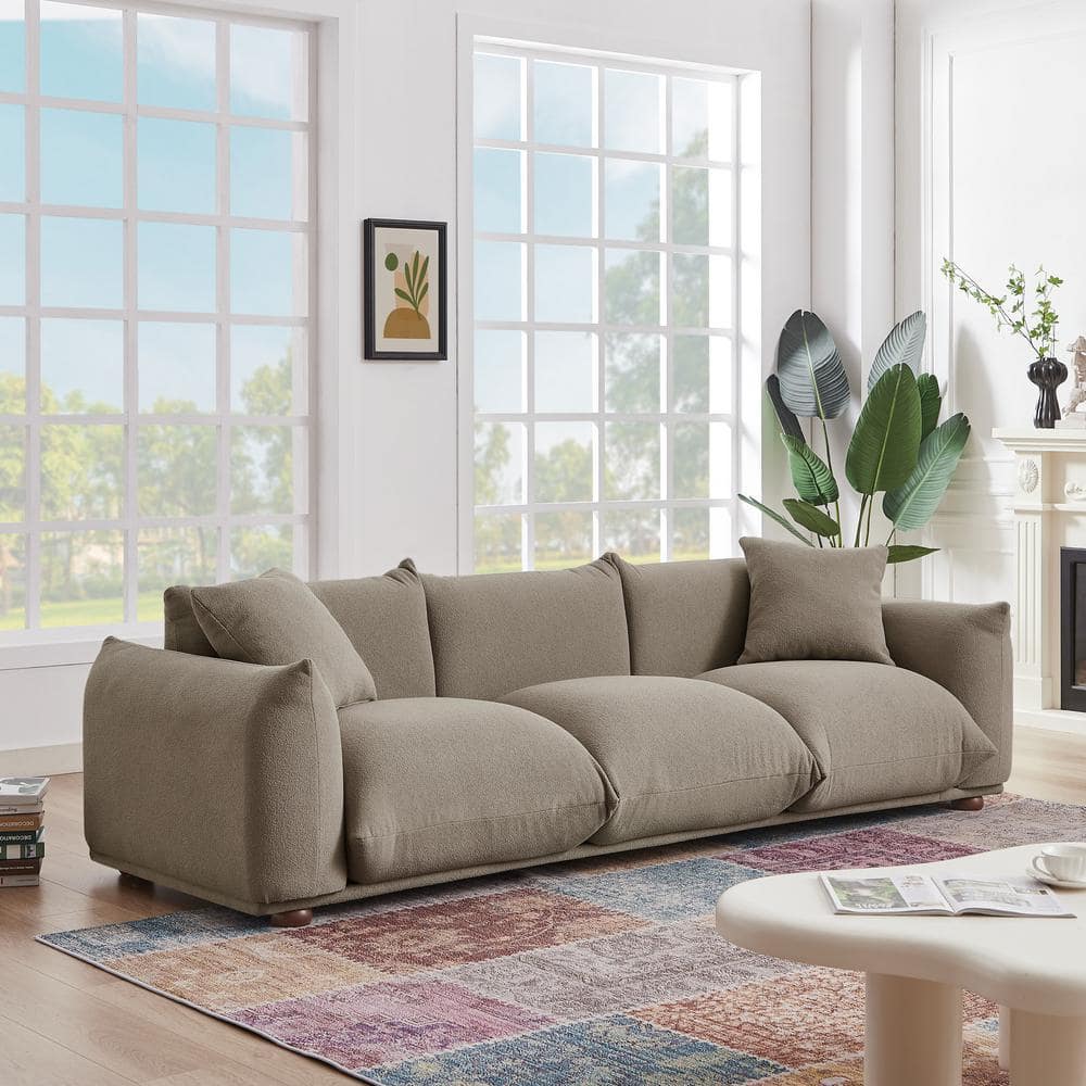 Mocha Brown Velvet Lawson Sofa with Solid Wood Legs
