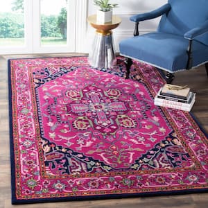 Bellagio Pink/Navy 5 ft. x 5 ft. Square Border Area Rug