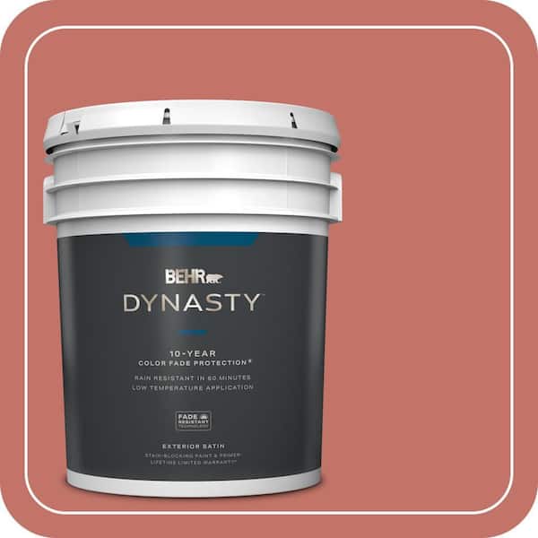 BEHR DYNASTY 5 gal. #PPU1-05A Red Coral Satin Enamel Exterior Stain-Blocking Paint & Primer