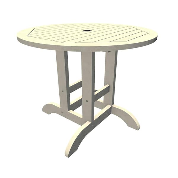 Highwood Sequoia Professional Whitewash Round Plastic Outdoor Dining Table