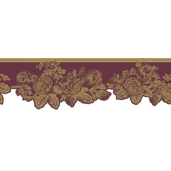 The Wallpaper Company 8 in. x 10 in. Purple and Metallic Rose Border Sample
