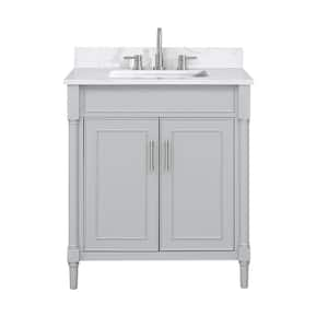 Bristol 31 in. Single Sink Light Gray Bath Vanity with Cala White Engineered Stone Top