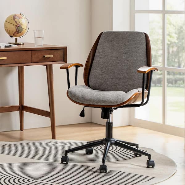 Adrian Tan 24.75 in. W Height-adjustable Swivel Solid Wood Polyster Office Chair