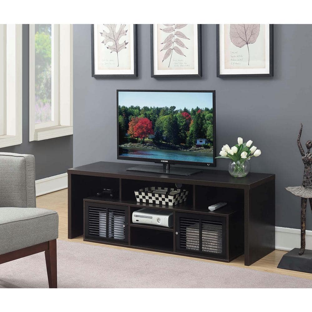 Lexington Espresso 60" TV Stand with Louvered Cabinets and Shelves