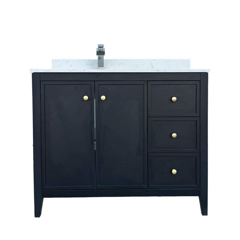 42 in. W x 22 in. D x 35 in. H Single Sink Bath Vanity Cabinet in Black Oak with Calacatta Cultured Marble Top price history on PriceWatchPro