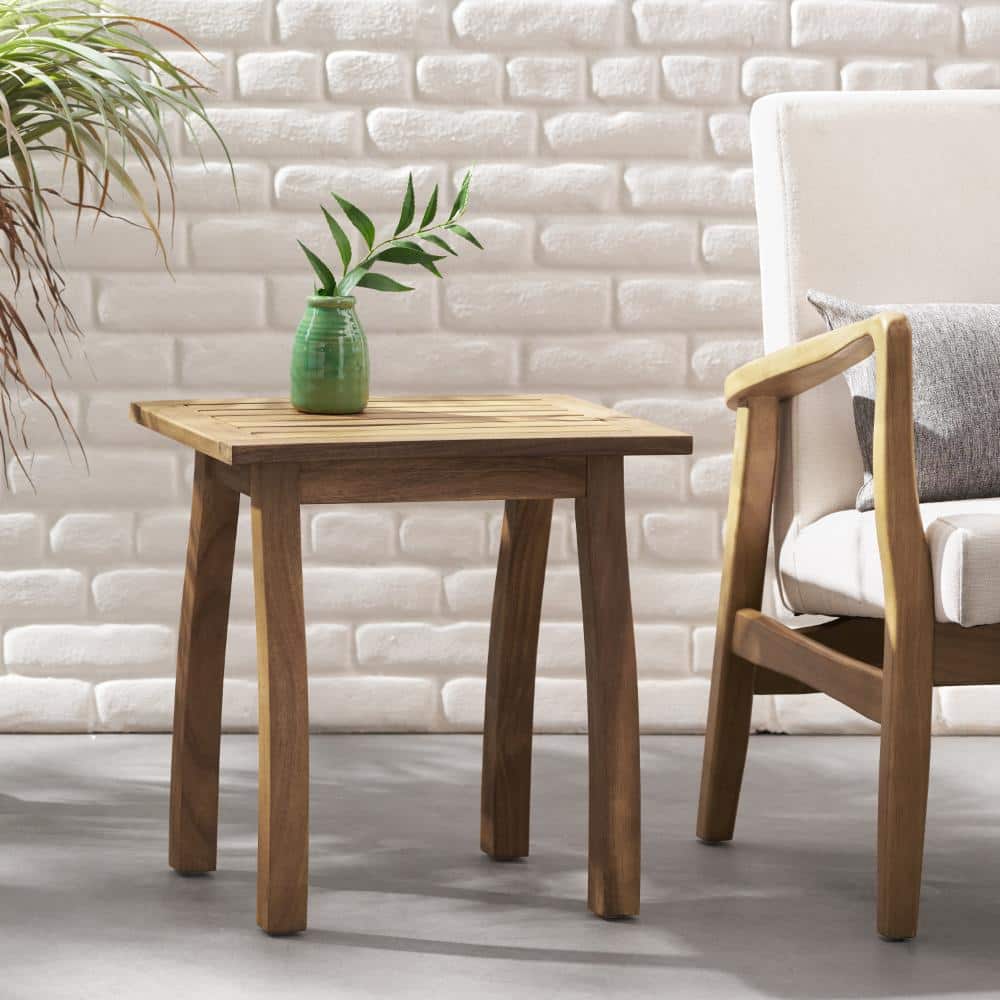 19 in. L Natural Stained Acacia Wood Outdoor Rectangular Side Table with Slatted Top price history on PriceWatchPro